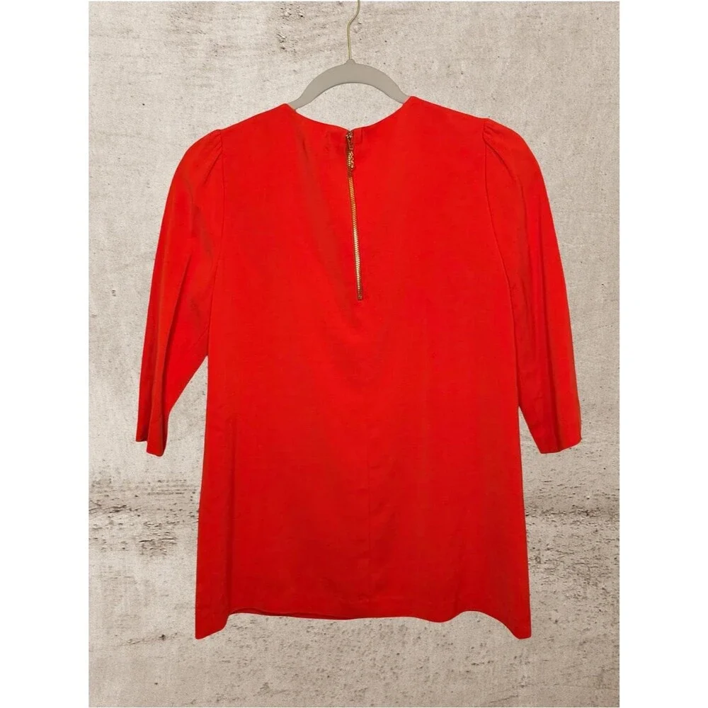 Kate Spade NY Live Colorfully Red Jewel Embellished Neckline Blouse 3/4 Sleeve 4